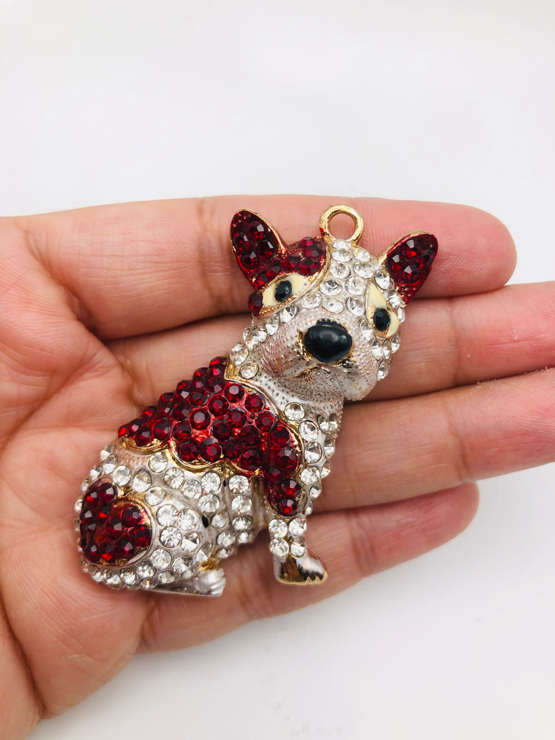 Burgundy and White Dog Charm/Pendant