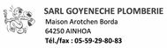 SARL Goyenetche Plomberie Entreprise plomberie Ainhoa Pays Basque