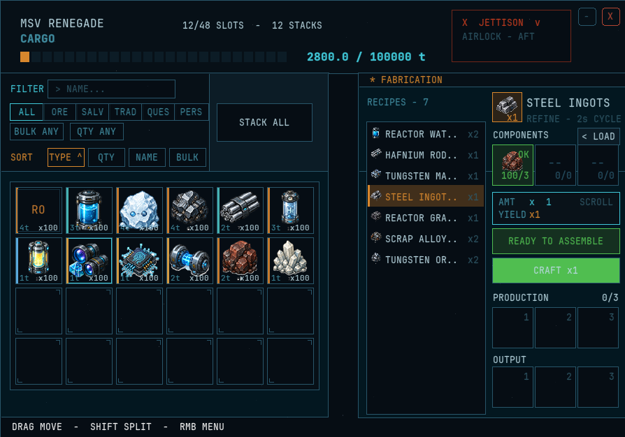 Ship based crafting