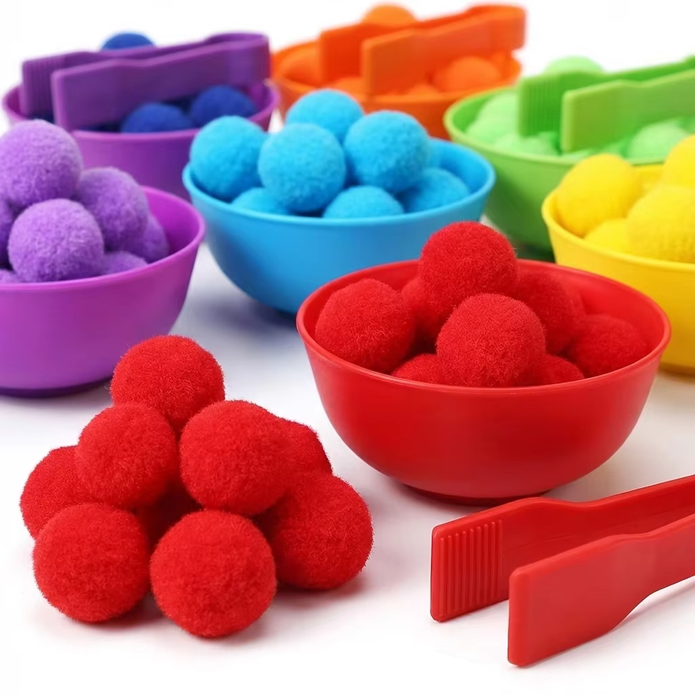 Thumbnail: 30-68PCS Kids Sorting Counting Toys  Rainbow Color Classification Bowls with Twe