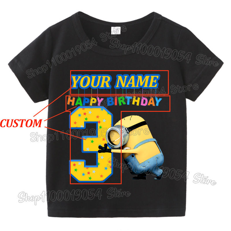 Thumbnail: Personalized Kids Birthday Number T Shirt Custom Your Name Number Image Boy Girl