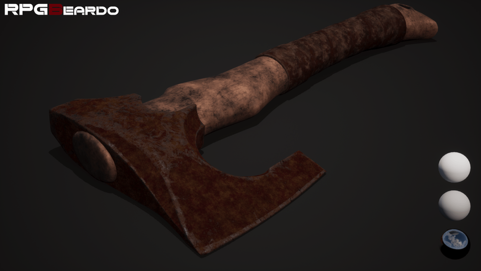Rusted modular medieval hunting axe for Unreal Engine 5