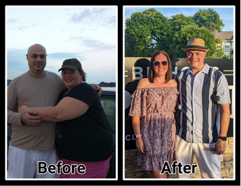 Before and after picture of Erin's 160lb weight loss