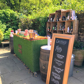 Chin Chin Lawn Bar at Ben & Charlotte's Spring Barn Wedding at Bartholomew Barn, West Sussex