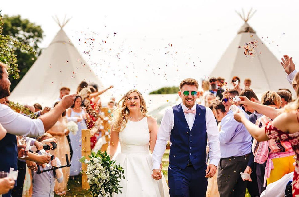Abi & Greg's Festival Tipi Wedding with Chin Chin Caravan Bar