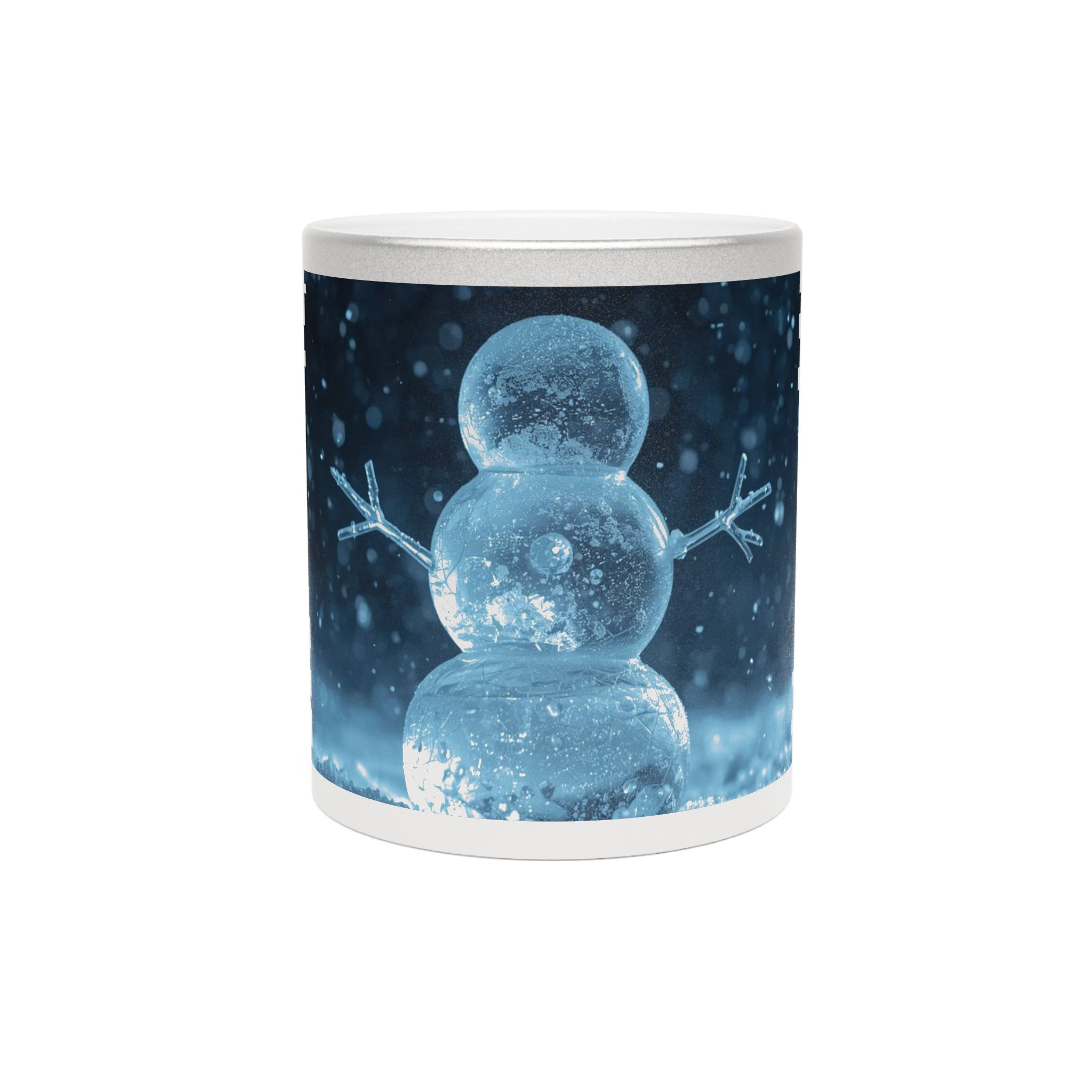 Snowman Metallic Mug — Silver/Gold Winter Coffee Cup