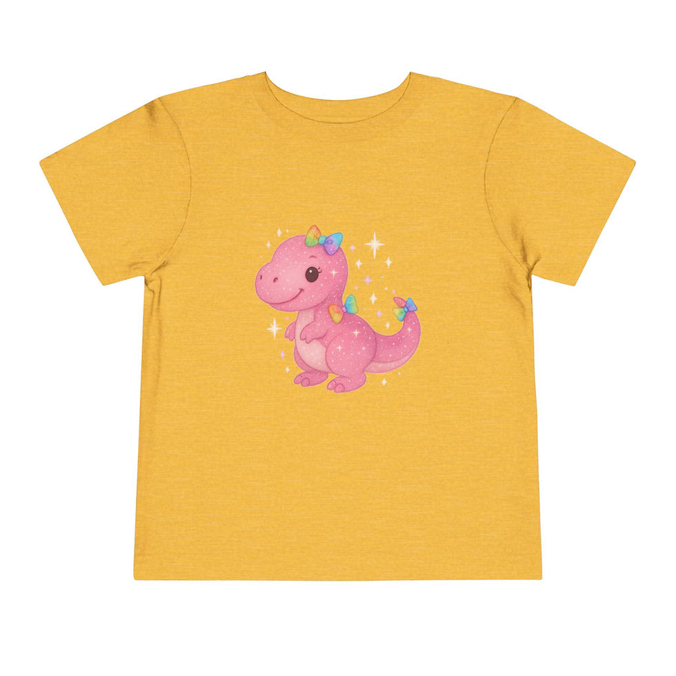 Thumbnail: Sassy Dino Toddler Tee — Cute Pink Dino Graphic Kids Shirt