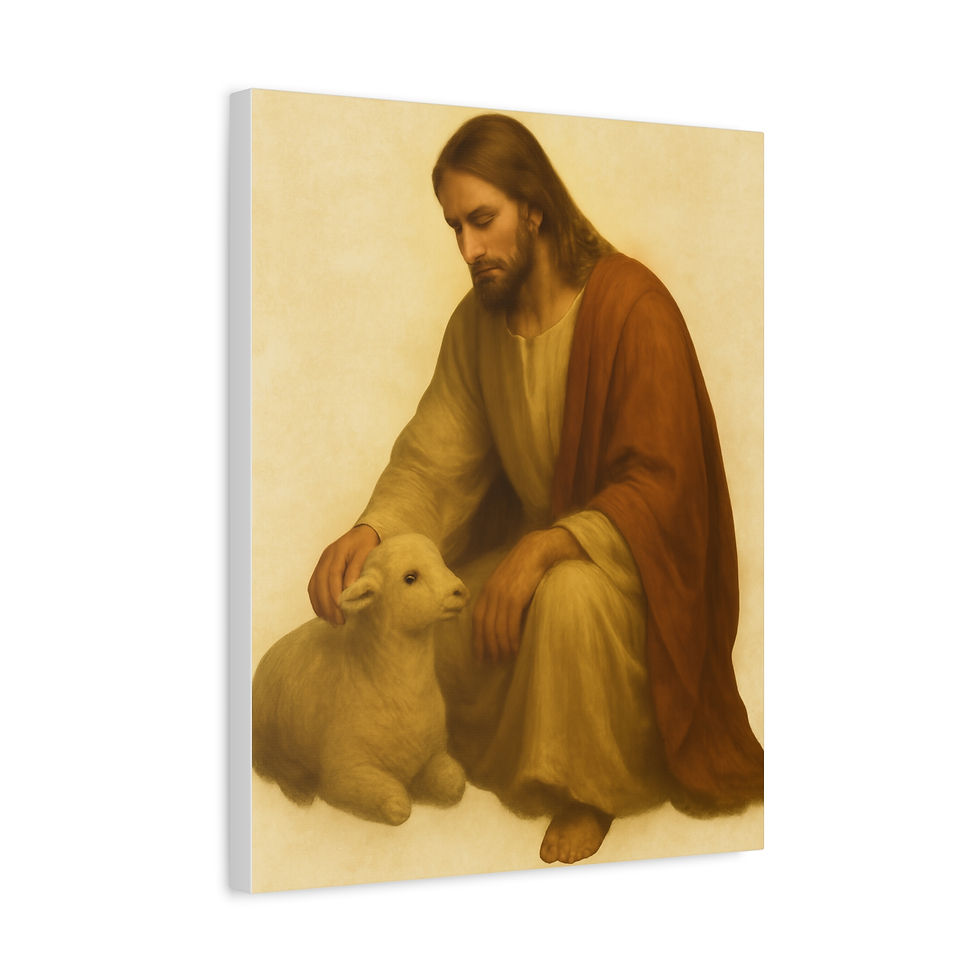 Thumbnail: Jesus with Lamb Matte Canvas Wall Art — Christian Religious Home Decor