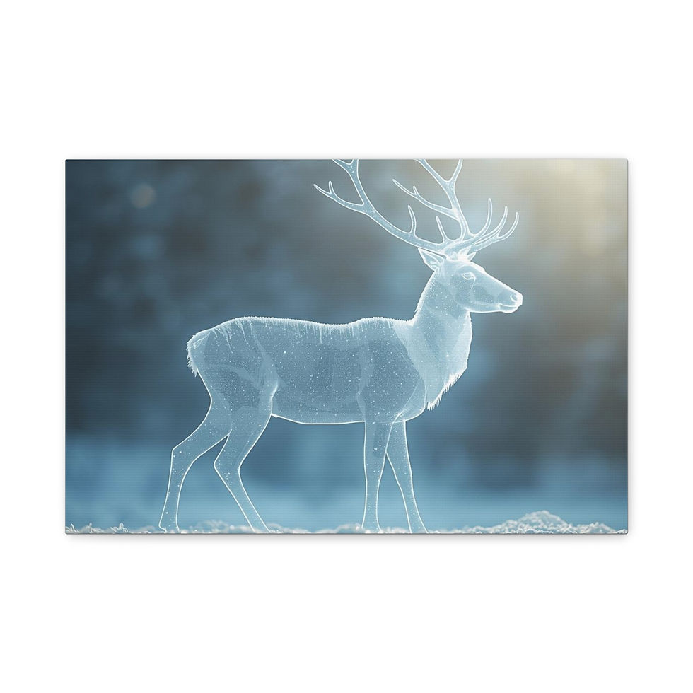 Thumbnail: Winter Frost Deer Canvas Wall Art — Matte Stretched 1.25"