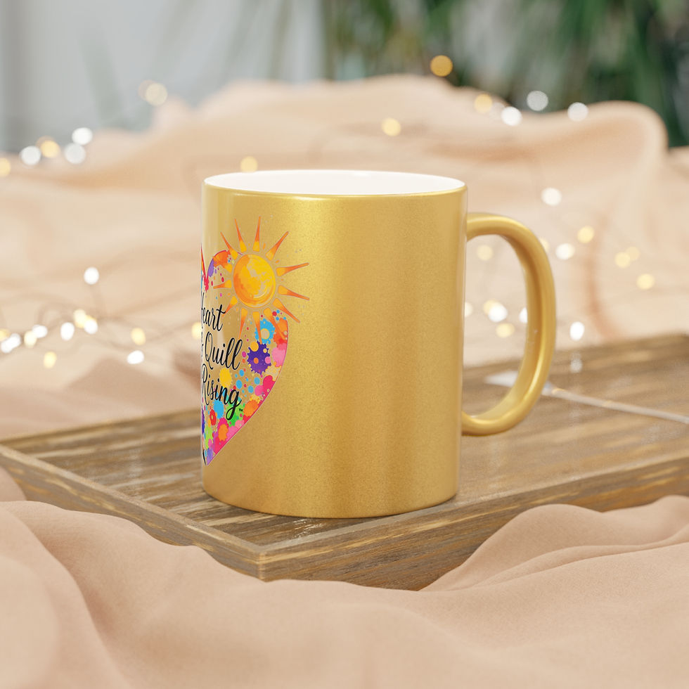Thumbnail: "Heart & Quill Rising™" -Metallic Mug Colorful Coffee Cup (Silver/Gold)