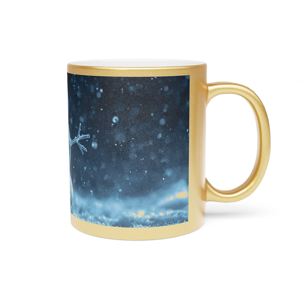 Thumbnail: Snowman Metallic Mug — Silver/Gold Winter Coffee Cup