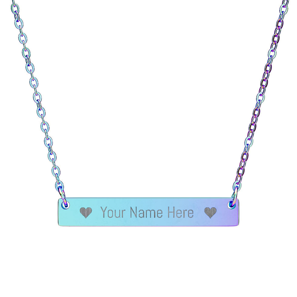 Thumbnail: Engravable Horizontal Bar Necklace — Personalized Heart Accent