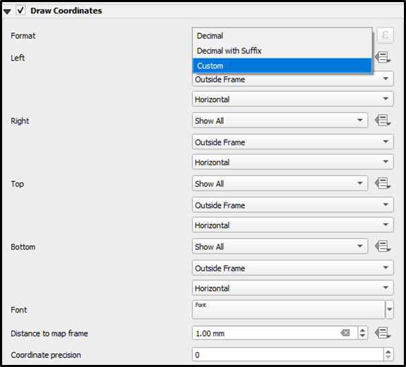 You can customize your labels. Note: Navigate to the bottom of the page to customize coordinates, such as UTM values.
