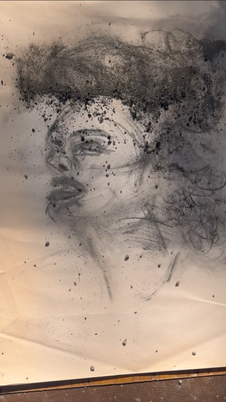 charcoal drawing of worman