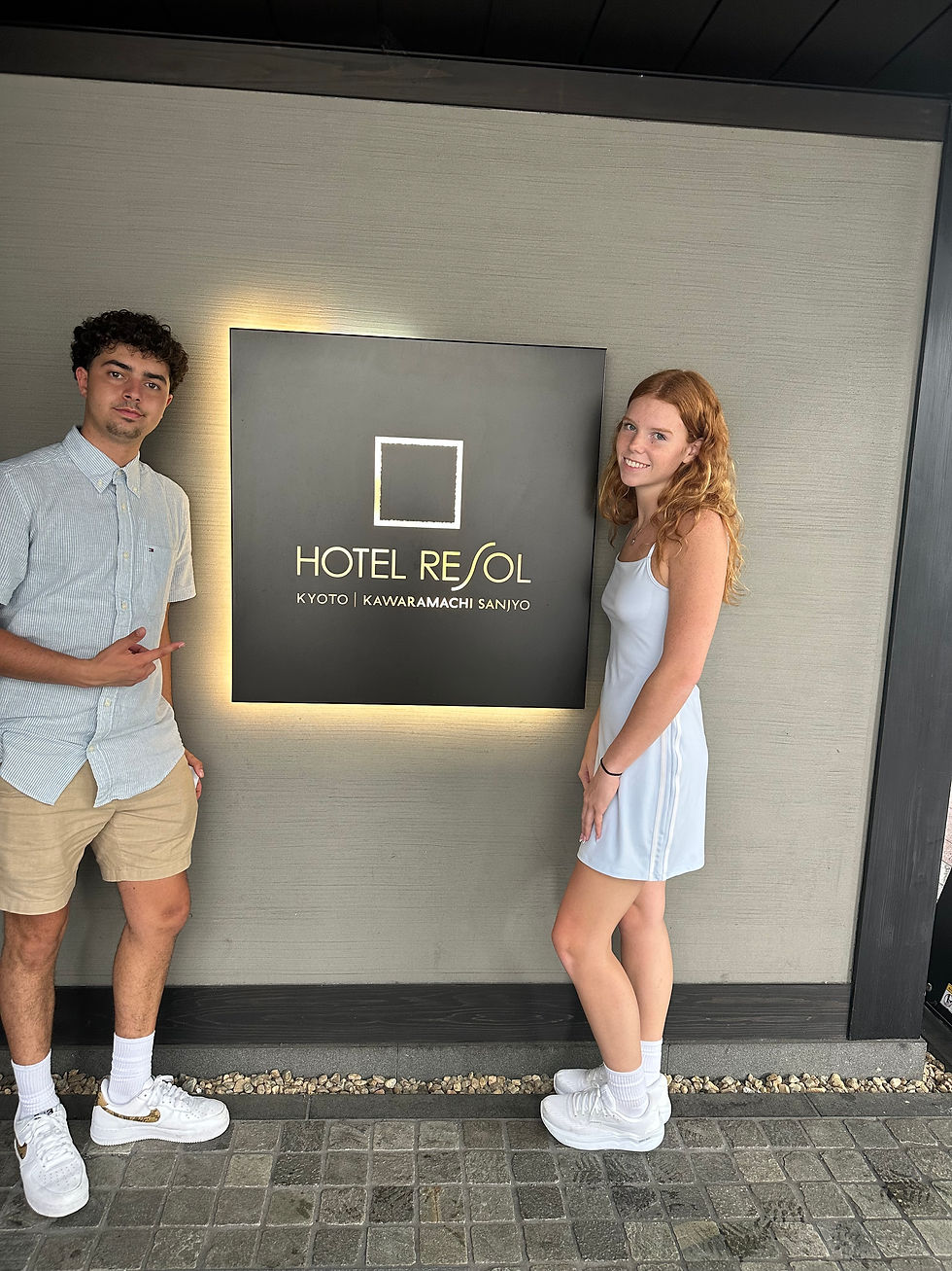 Slade and Tara Outside Our Hotel in Kyoto
