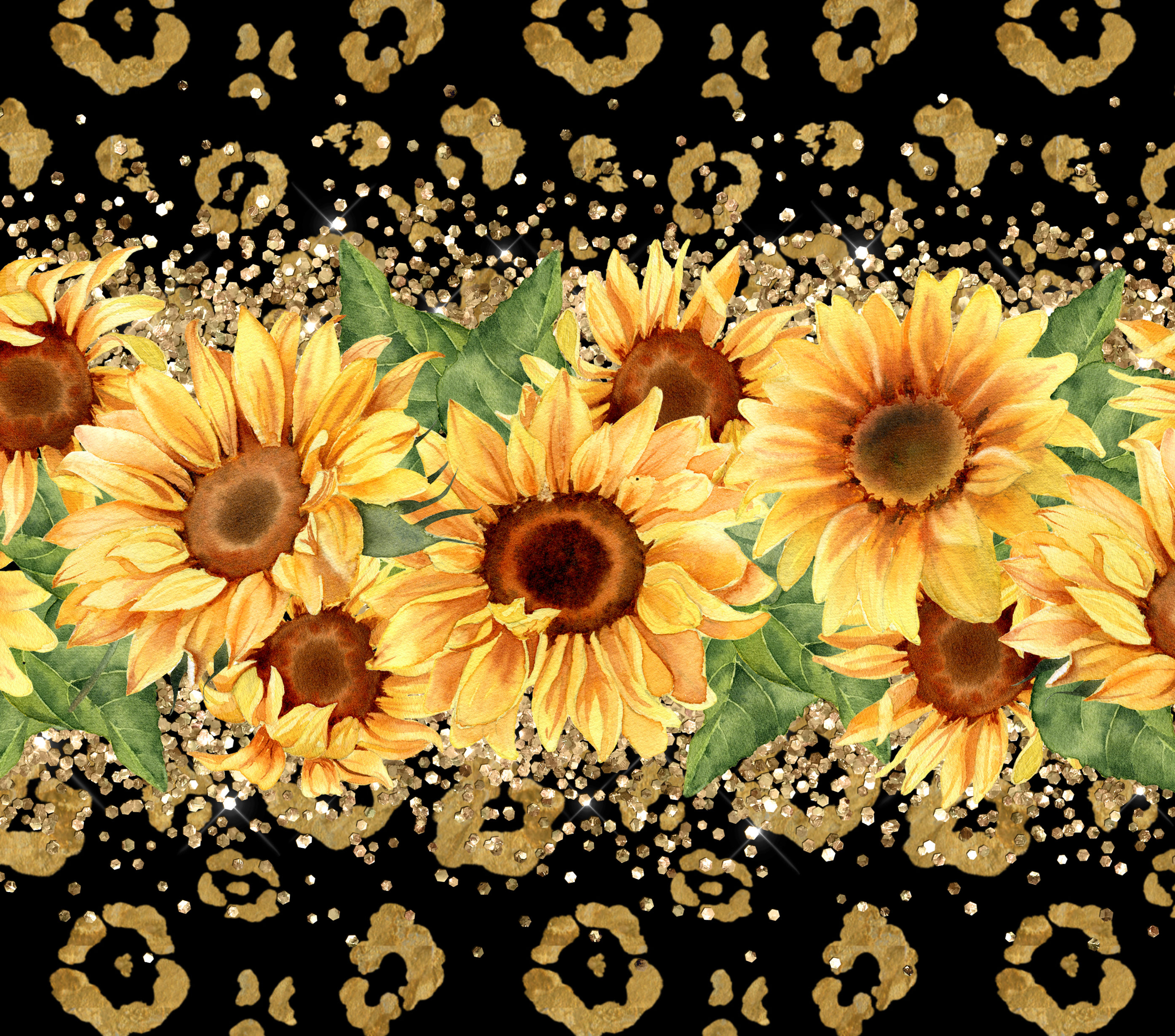 20oz Tumbler - Gold Leopard Sunflower