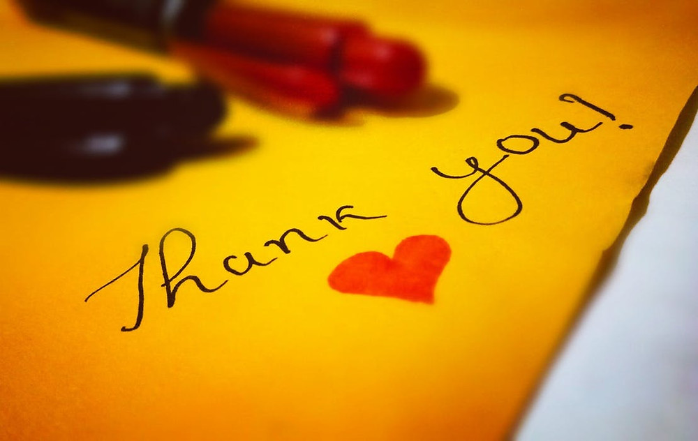 Handwritten thank you note