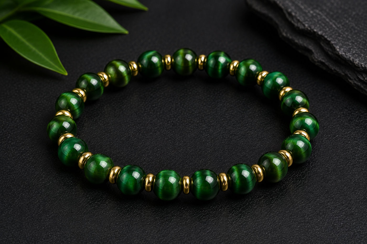 Green Tiger's Eye Bracelet w/Spacers