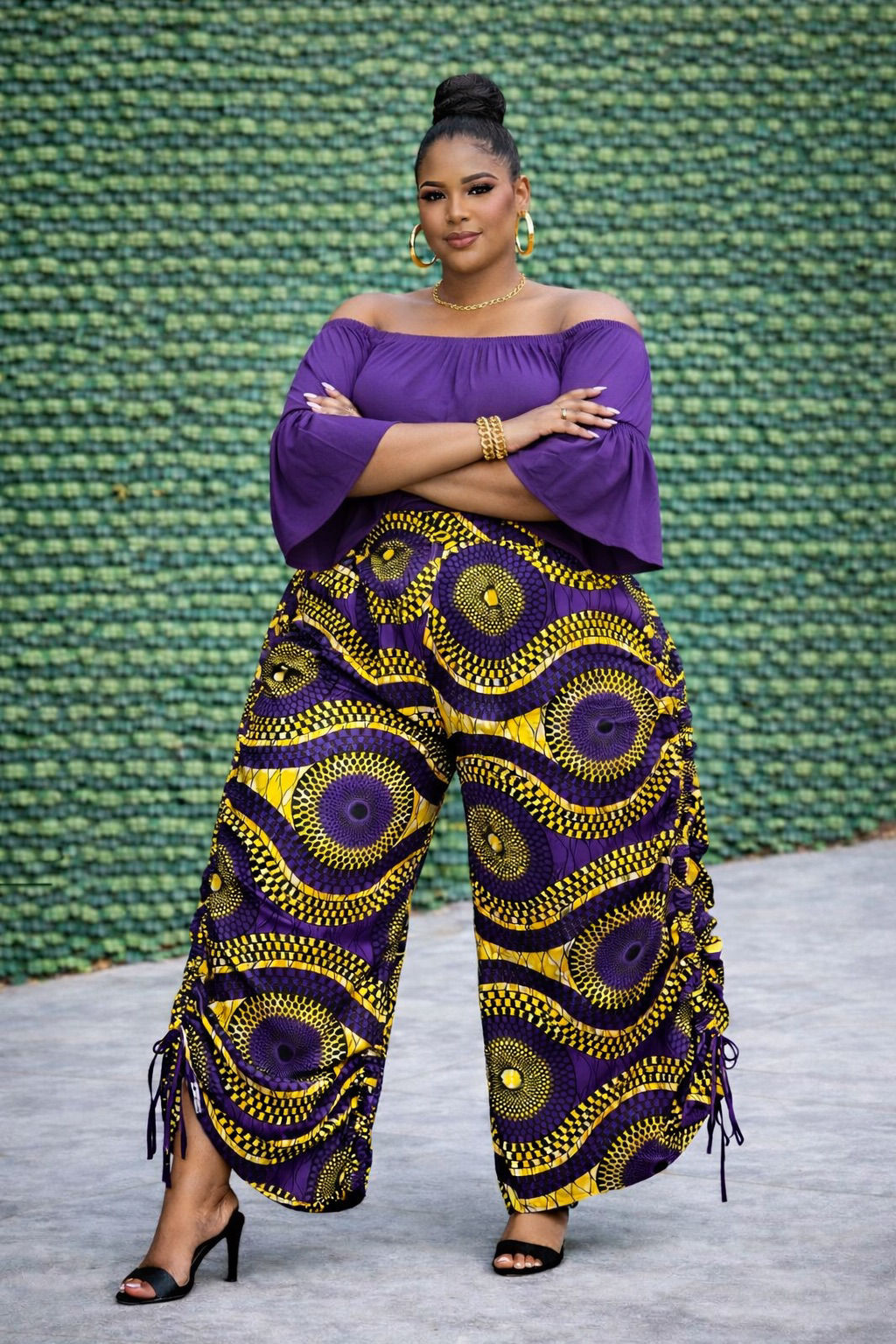 Side Tie Statement Wide-Leg Pants