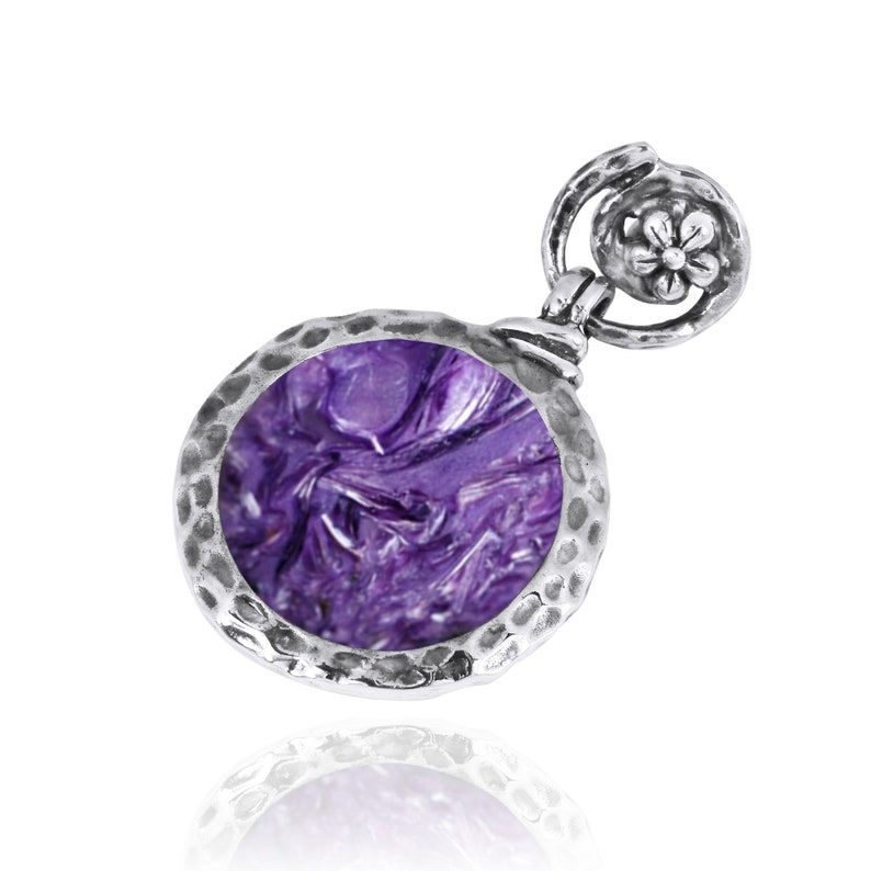 Thumbnail: Charoite Necklace - 925 sterling silver pendant with Charoite Stone
