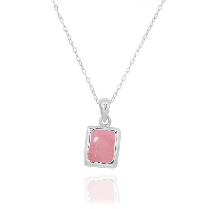 Pink Opal Necklace - 925 sterling silver pendant with Pink Opal Stone