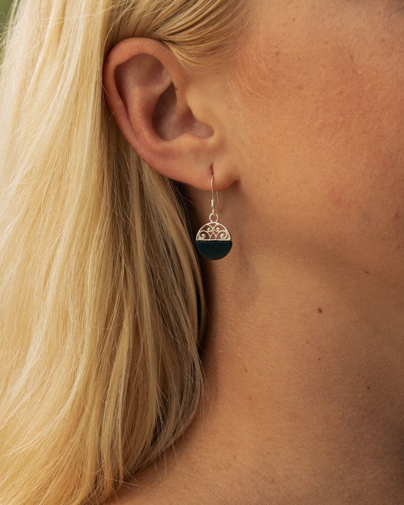 Thumbnail: Black Onyx Earrings 925 Sterling silver Dangling Earrings with Black Onyx Stone