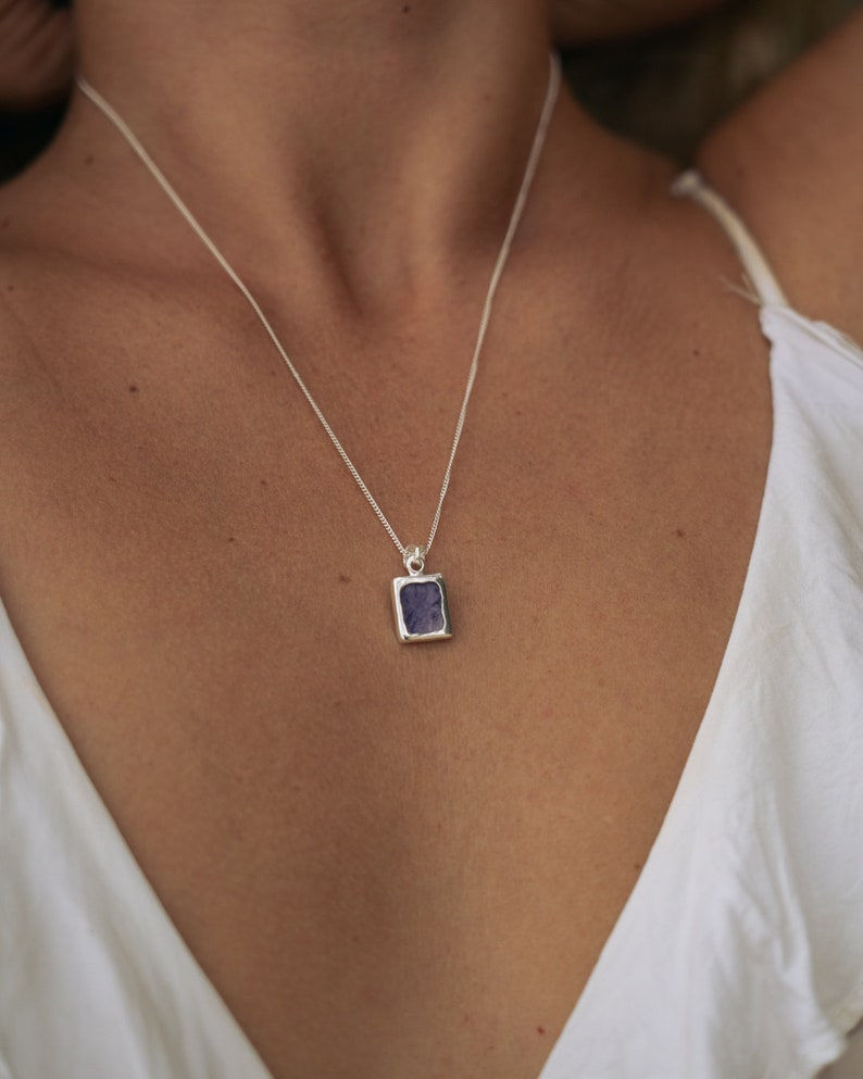 Thumbnail: Charoite Necklace - 925 sterling silver pendant with Charoite Stone