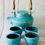 Thumbnail: Handmade Blue Ceramic Tea Set - 5 pieces Handmade Pottery Tea Pot and 4 Tea Cups