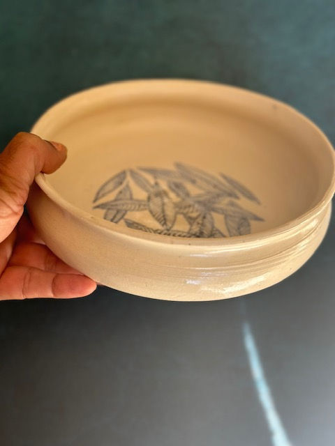 Thumbnail: Handmade Ceramic Porcelain Blue Banana Leaves Bowl
