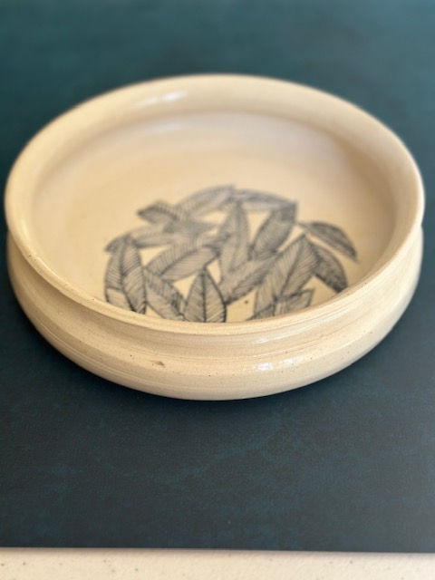 Thumbnail: Handmade Ceramic Porcelain Blue Banana Leaves Bowl