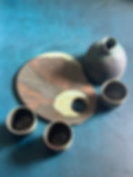 Thumbnail: Handmade Ceramic jade Sake Set- 5 piece includes a Cheeseboard