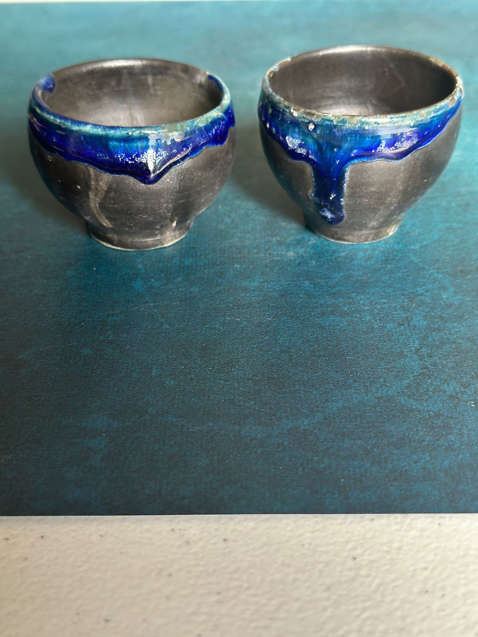 Thumbnail: Handmade Ceramic Blue Volcano Set- 3 piece Sake Set 