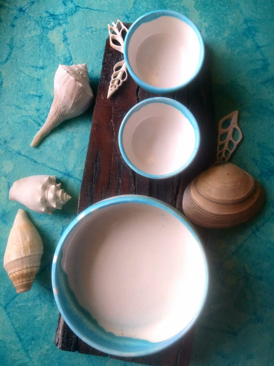 Thumbnail: Handmade Ceramic Soup and Salad Bowl Set - Modern Handpainted 3 Porcelain bowls