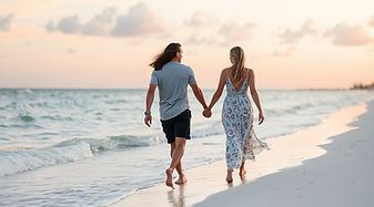 Young couple walking on Siesta Key Beach