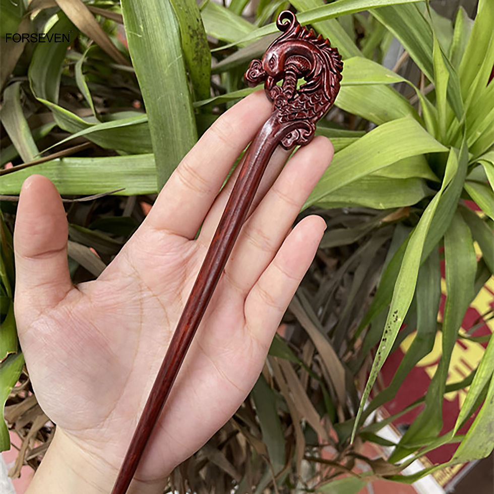 Thumbnail: Wooden Chinese Hair Sticks Forks Handmade Carved Hairpins Flower Animal Designs 