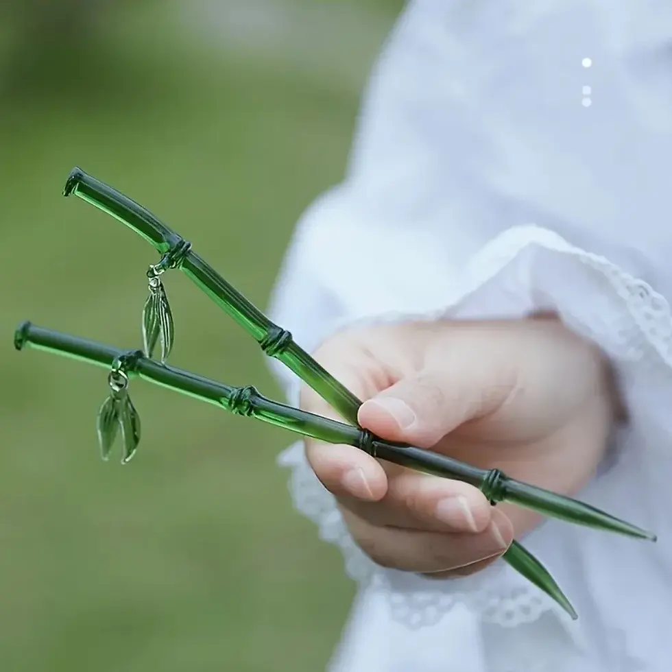 Thumbnail: 2pcs Retro Bamboo Disc Hair Needles Chinese Fashion Hairpins with High-Grade Res