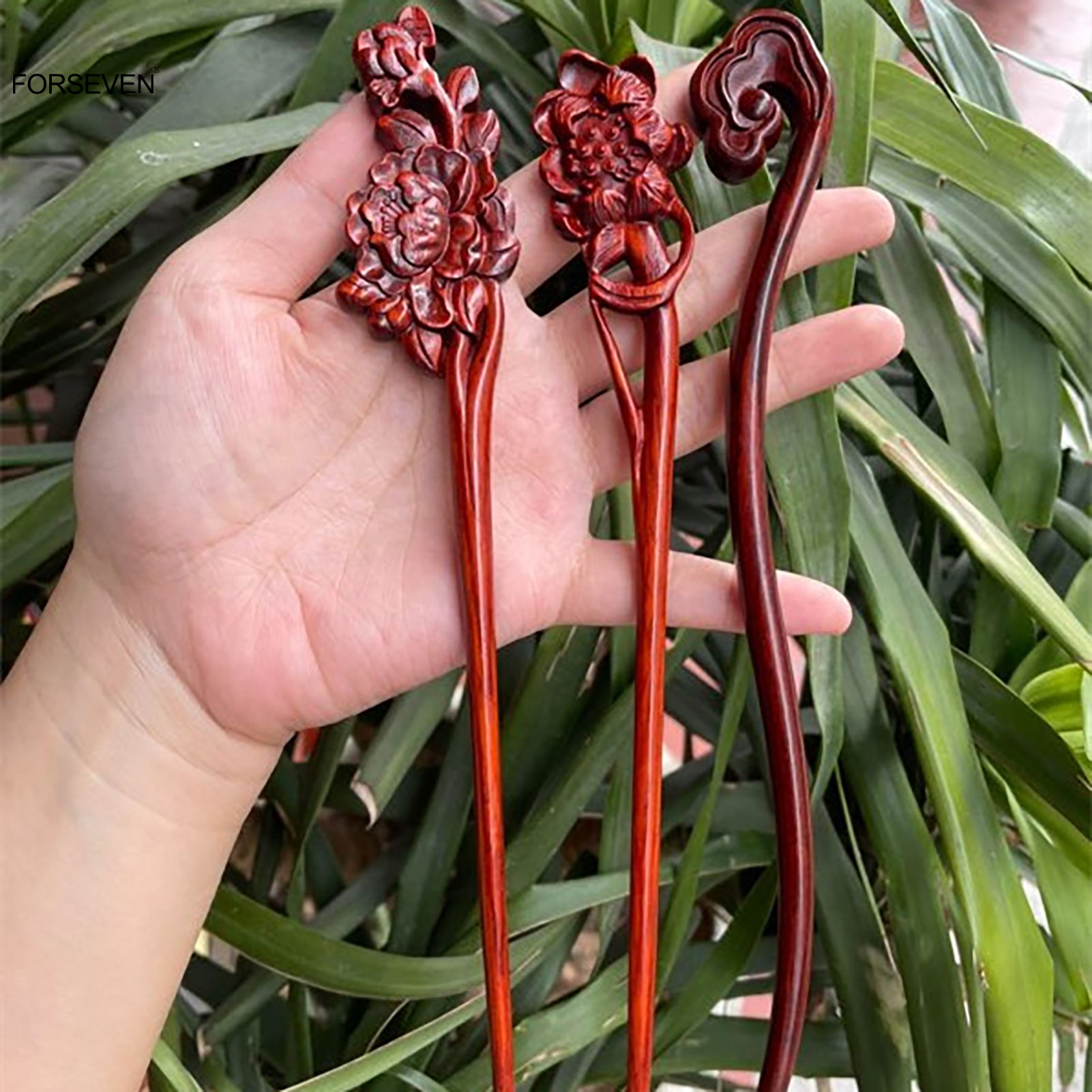 Wooden Chinese Hair Sticks Forks Handmade Carved Hairpins Flower Animal Designs