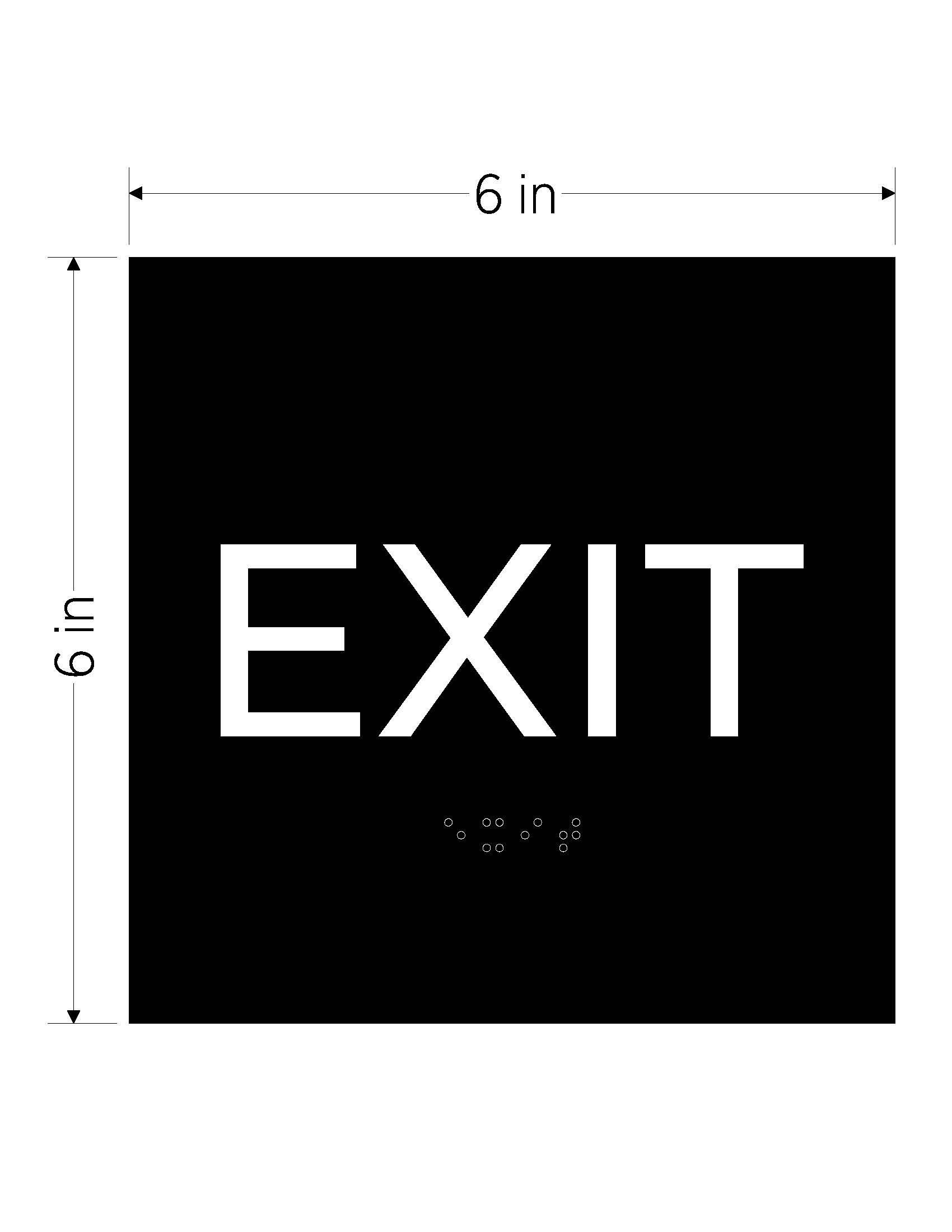 black with white text ada acrylic braille vhb sign exit