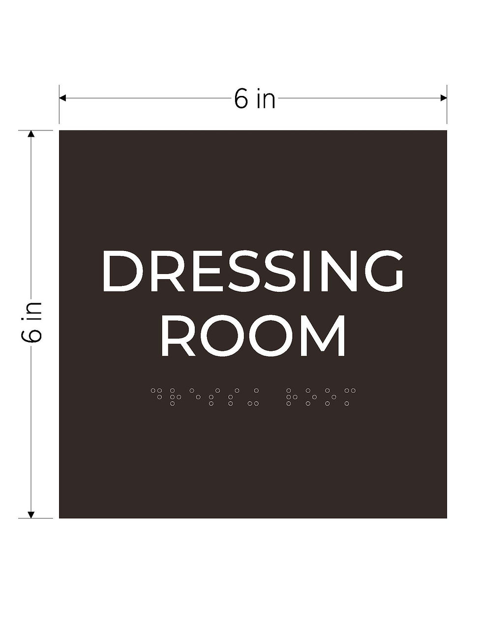 Thumbnail: dark brown with white text ada acrylic braille vhb sign dressing room