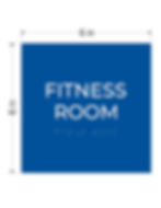 blue with white text ada acrylic vhb braille sign fitness room