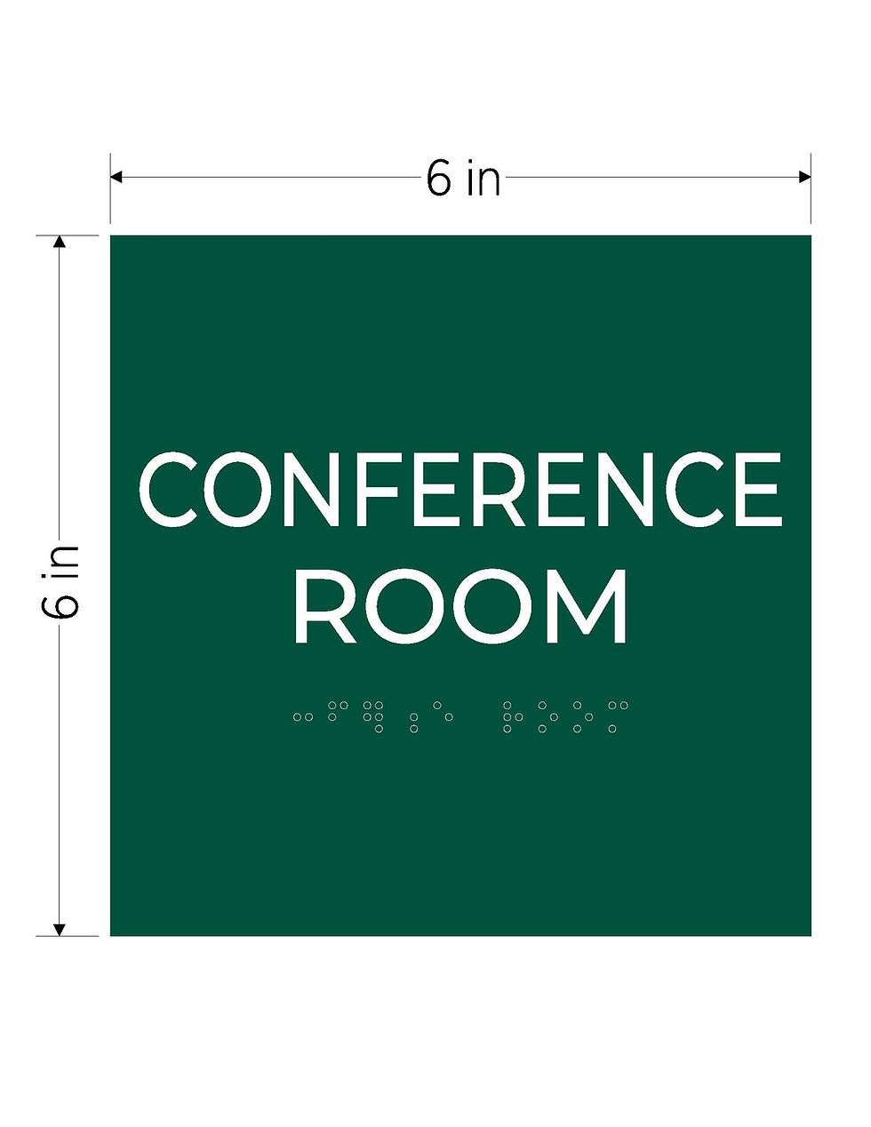 Thumbnail: green with white text ada acrylic braille vhb sign conference room