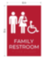 Thumbnail: family restroom ada acrylic sign red with white text vhb braille