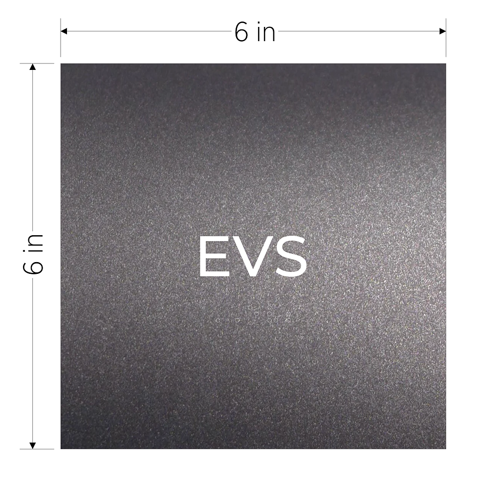 Thumbnail: graphite with white text ada acrylic braille vhb sign evs