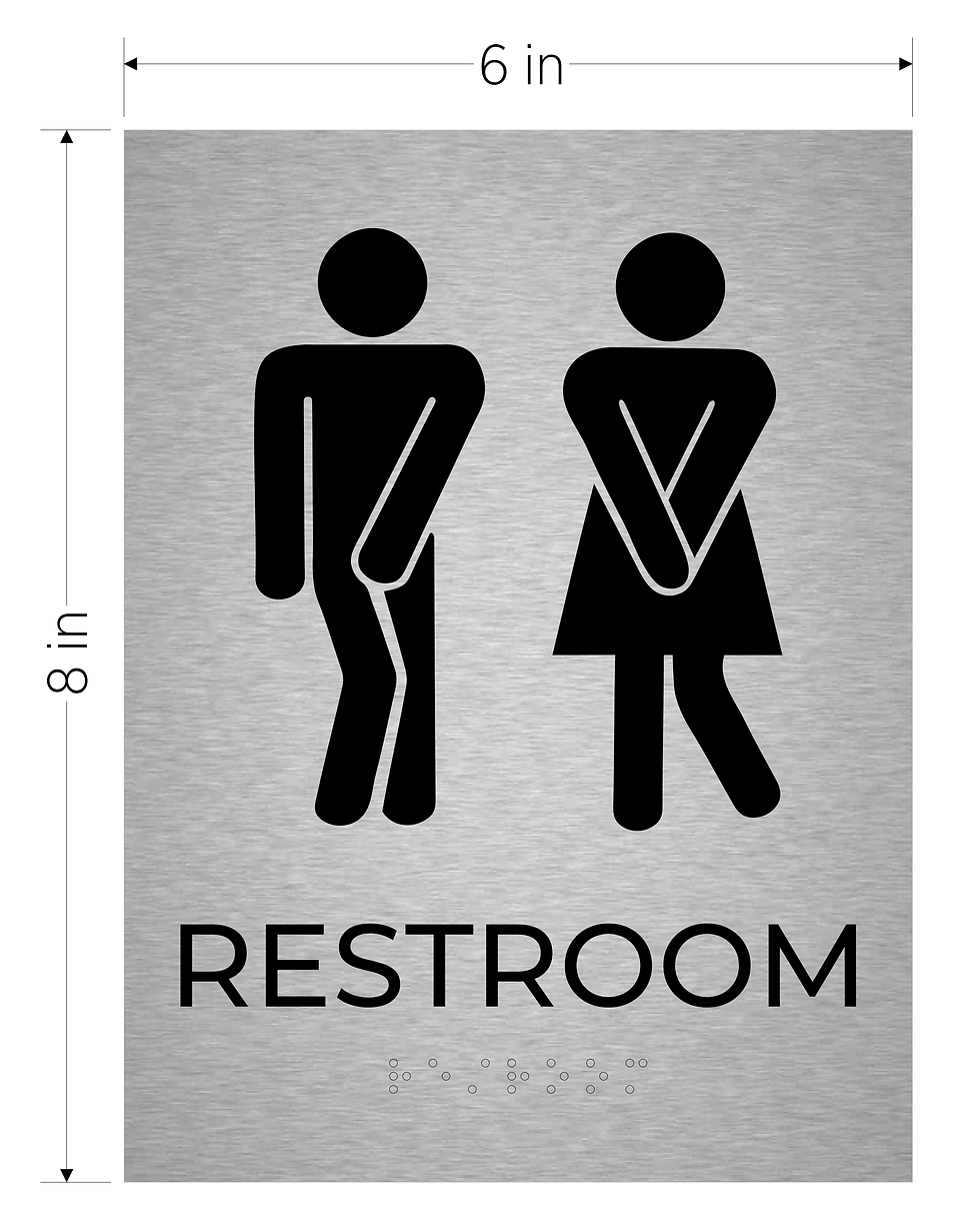 Thumbnail: brushed aluminum with black text ada acrylic vhb braille sign silly restroom unisex