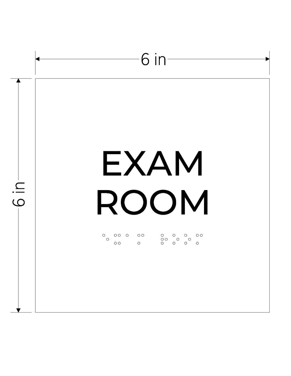 Thumbnail: black with white text ada acrylic braille vhb sign exam room