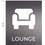 Thumbnail: graphite with white text ada vhb braille acrylic sign lounge