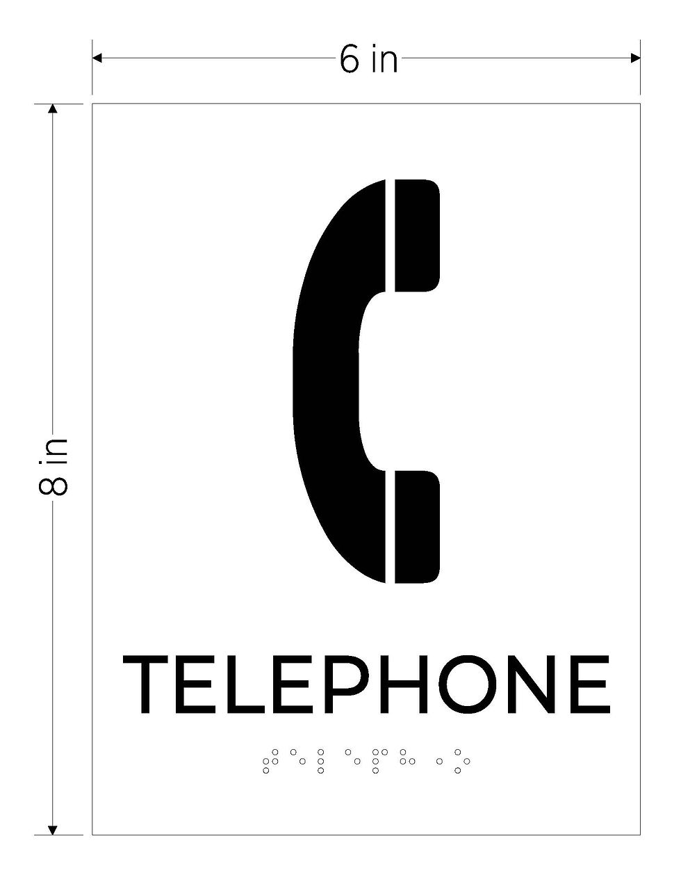 Thumbnail: black with white text vhb braille ada acrylic sign telephone