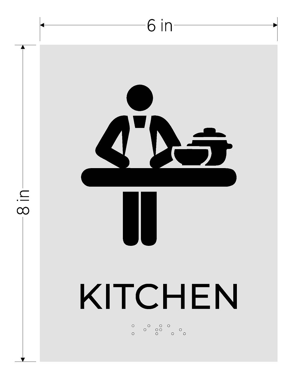 Thumbnail: light gray with black text vhb braille ada acrylic sign kitchen
