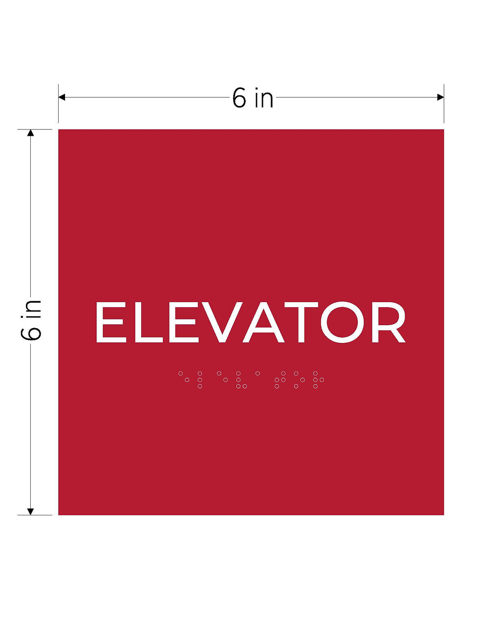 Thumbnail: red with white text ada acrylic braille vhb sign elevator
