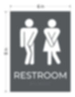 Thumbnail: dark gray with white text ada acrylic vhb braille sign silly restroom unisex